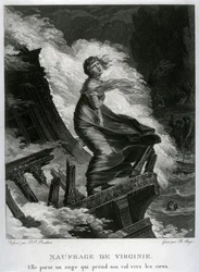 Wrak statku Virginie, ilustracja do „Paul et Virginie” Bernardina de Saint-Pierre (1737-1814) grawerowana przez Barthelemy